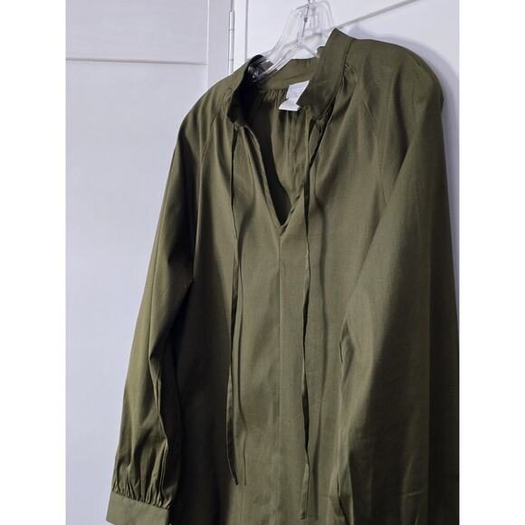 NEW Chico's Women's Size 0 Olive Green Short Dress Poplin Shift Dress Cottage - Picture 4 of 7